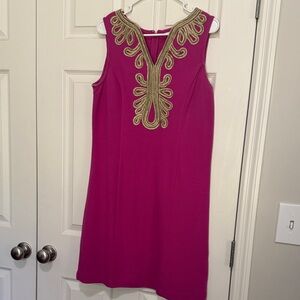 Crown & Ivy Fuchsia Dress with Gold Detailing